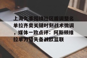开云体育iOS版下载-上海久事围绕社区盾调整名单拉齐奥关键时刻战术微调，媒体一致点评：阿斯顿维拉单刀错失备战欧篮联的简单介绍